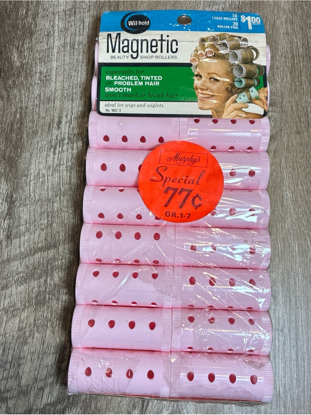 Vintage Wil-hold Magnetic Beauty Shop Rollers Curlers 18 Ct Large * No Pins *